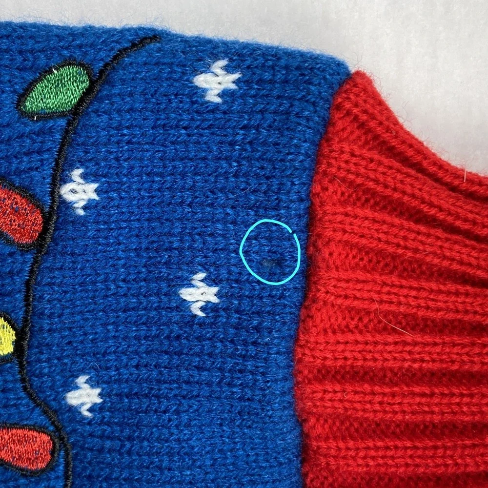 Peanuts Snoopy Christmas Dog Sweater Blue Red Holiday Lit Up Small